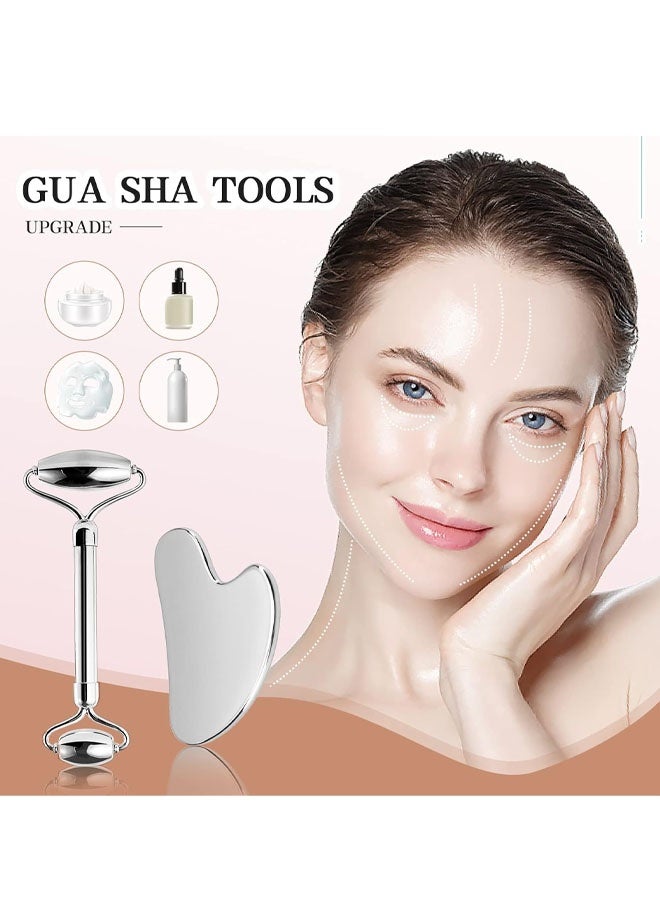 أداة تدليك الوجه من الفولاذ المقاوم للصدأ وأداة غوا شا - غوا شا معدنية، أدوات غوا شا للوجه من الفولاذ المقاوم للصدأ، علاج الوجه والجسم، تقليل الانتفاخ، تصريف اللمف، شد الوجه - Image 2